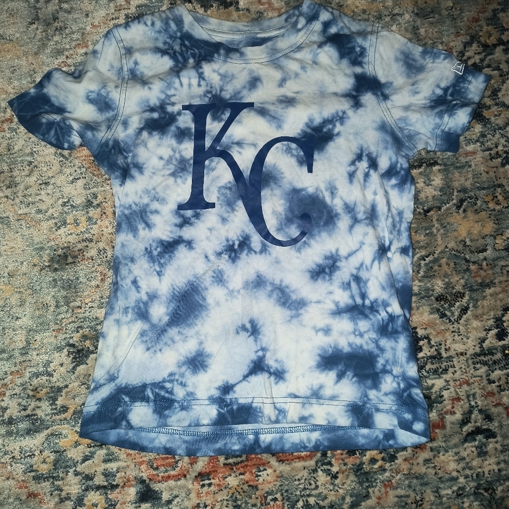 New Era Kids Tie-Dye KC T-Shirt - Navy & White Baseball NBA